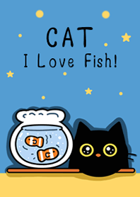 Black Cat Love Fish!