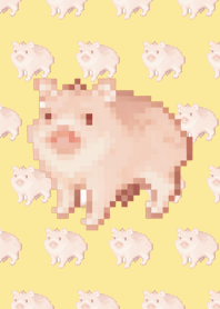 Pig Pattern Theme Pixel Yellow01