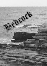 Calm sea rock wall landscape.