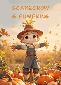 Scarecrow & Pumpkins (Brown)