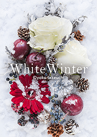 White snow and flowers