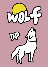 White wolf and moon dull pink.