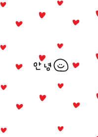 White and red heart pattern. Korean.