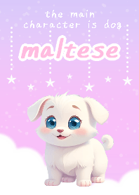 DOG!星と雲2/マルチーズ犬の着せ替え紫色