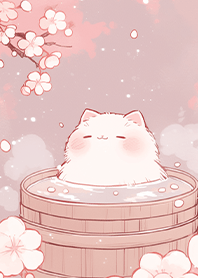 ⭐櫻花下泡澡桶裡的白貓❤️紫色