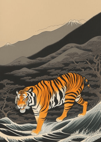 Ukiyo-e Sea Tiger Sakura nDxH