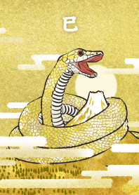 Mt.Fuji and snake-gold-