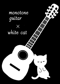 [monotone guitar and white cat .]
