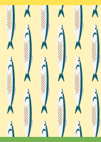 Pacific saury01 on yellow