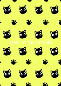 BLACK CAT AND FOOTPRINTSj-LIME GREEN