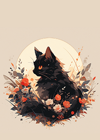 優雅的黑貓與花兒❤