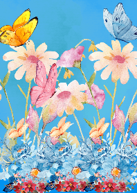 Lovely flowers & butterfly