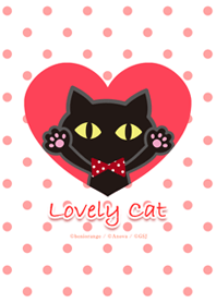 black cat and lovely red heart