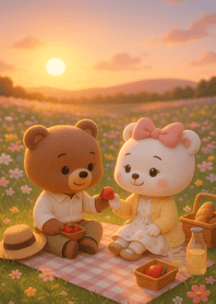 Sunset Meadow Picnic Moment