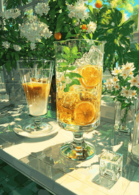 Pink Orange Citrus Garden Cafe