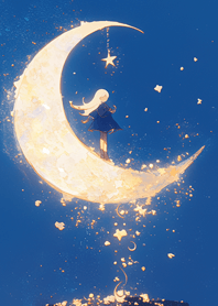 A girl standing on the moon