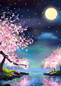 Beautiful night cherry blossoms#1266