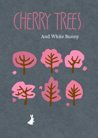 Cherry Trees and white bunny