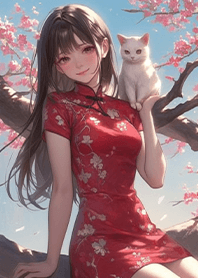 桜の少女と白猫❤️