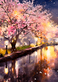 Beautiful night cherry blossoms#395
