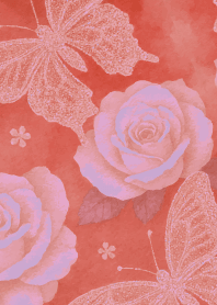 Butterfly and rose2 on pink & blue