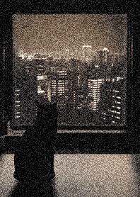 窓辺の景色を眺める猫 17 1970