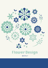 Flower Design-navy mintgreen-@Fusshi