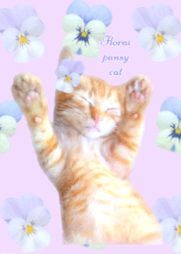 Floral pansy & viola cute cat