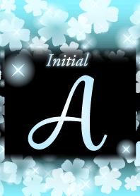 【A】イニシャル❤️お花-水色×黒-
