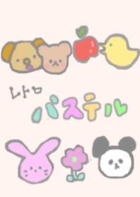 レトロなパステルカラーのうさぎたち