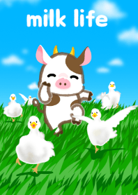 milk cow and mother goose in farm!