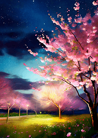Beautiful night cherry blossoms#890