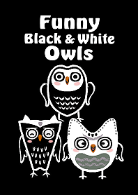 Funny black & white owls