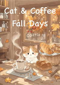 Cat & Coffee Fall Days (Brown)