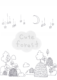 Scandinavian cute forest, monochrome.