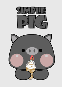 Simple Cutie Black Pig  Theme