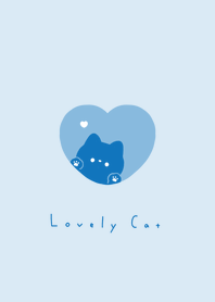 Cat in Heart (Black Cat) /blue white