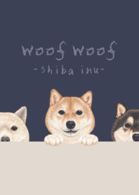 Woof Woof - Shiba inu - DUSTY NAVY