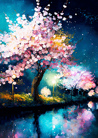 Beautiful night cherry blossoms#974