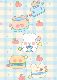 Rabbit eats milk tea