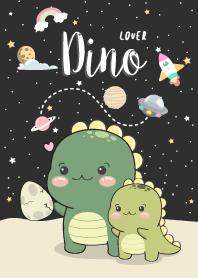 Dino Lover. black sky.