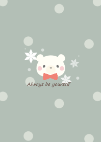 Polar bear and ribbon -smoky green-Xmas2