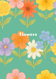 Flowers a la carte06 blue green