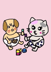 Cat baby & Dog baby .Pink beige1