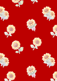 A plump sunflower red & beige