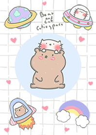 bear and  cat cutie space