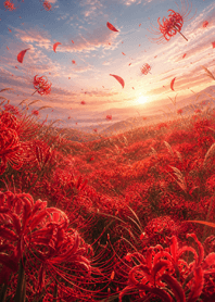 紅色彼岸花夕陽幻想#4