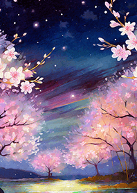 Beautiful night cherry blossoms#1093