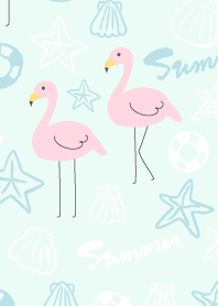 Flamingo in summer-Green-joc