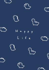 Small Dinosaur pattern(24)/navy white